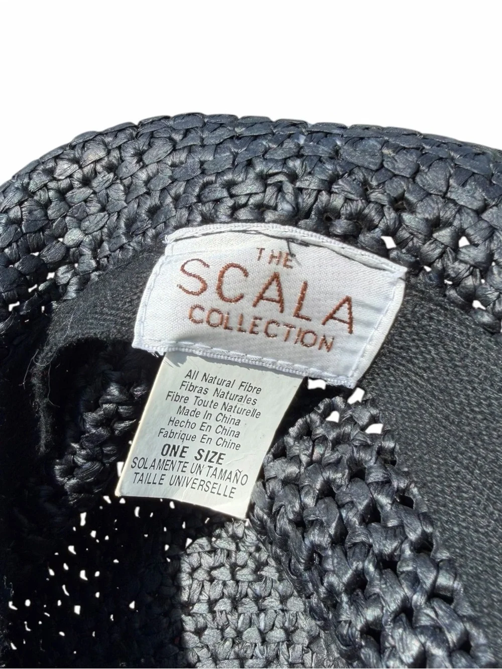 The Scala Collection Black Woven Straw Sun Hat Wide Brim Bucket Cloche One Size